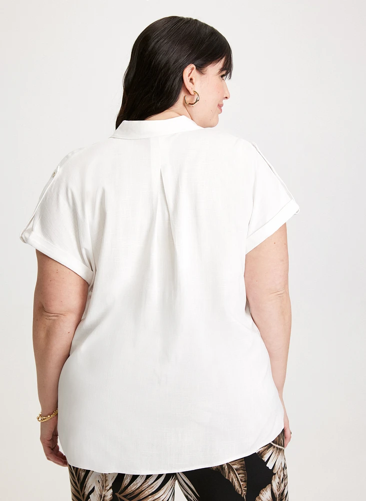 Blouse boutonnée à détail noué
