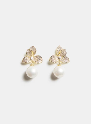 Floral Pearl Drop Earrings