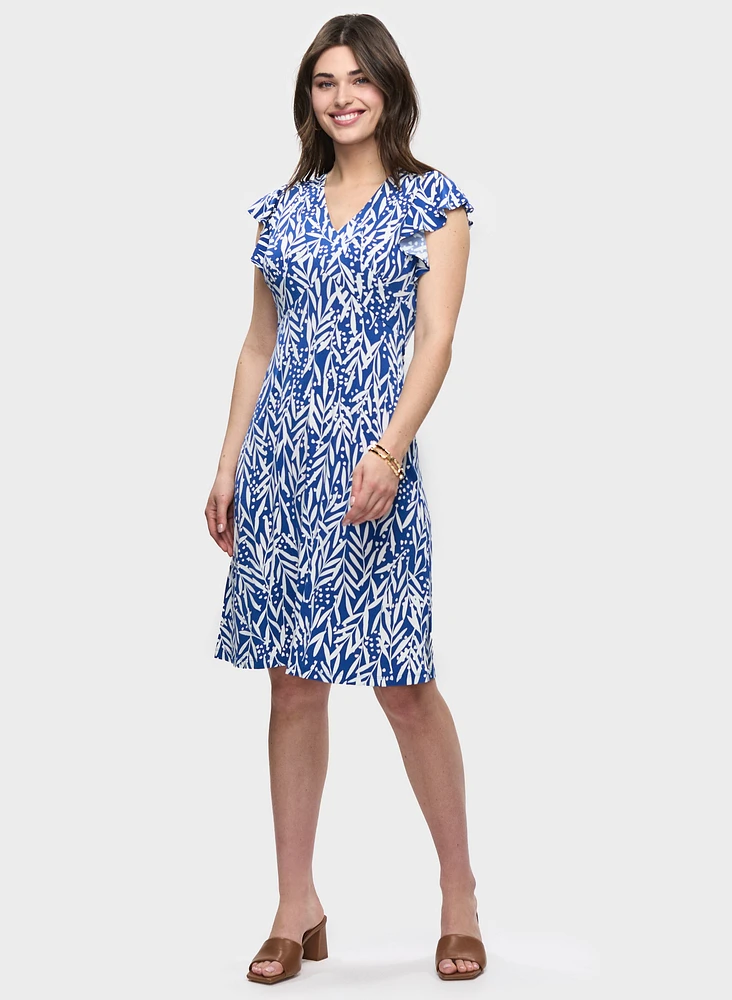 Printed V-Neck Jersey Dress