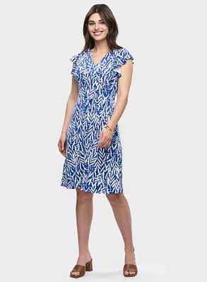 Printed V-Neck Jersey Dress
