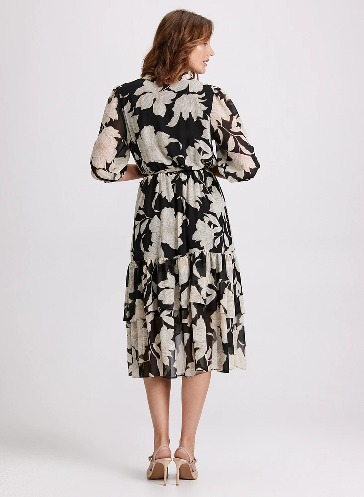 Robe midi à motif floral