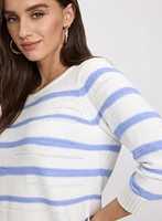 Pull rayé en mélange de coton