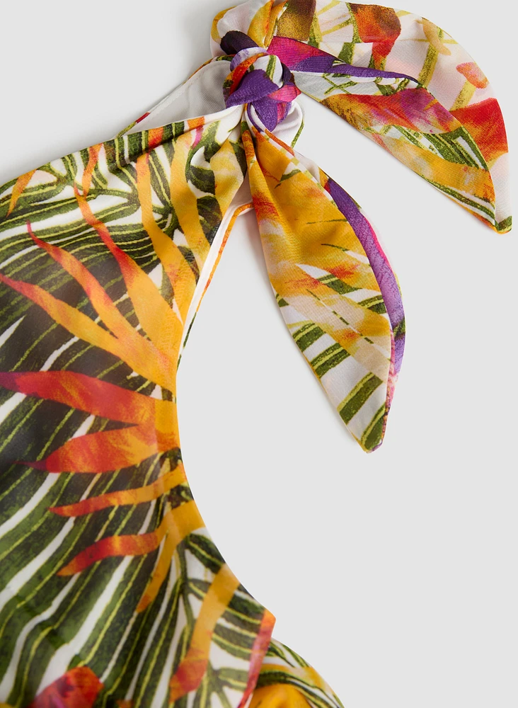 Robe maxi à motif tropical