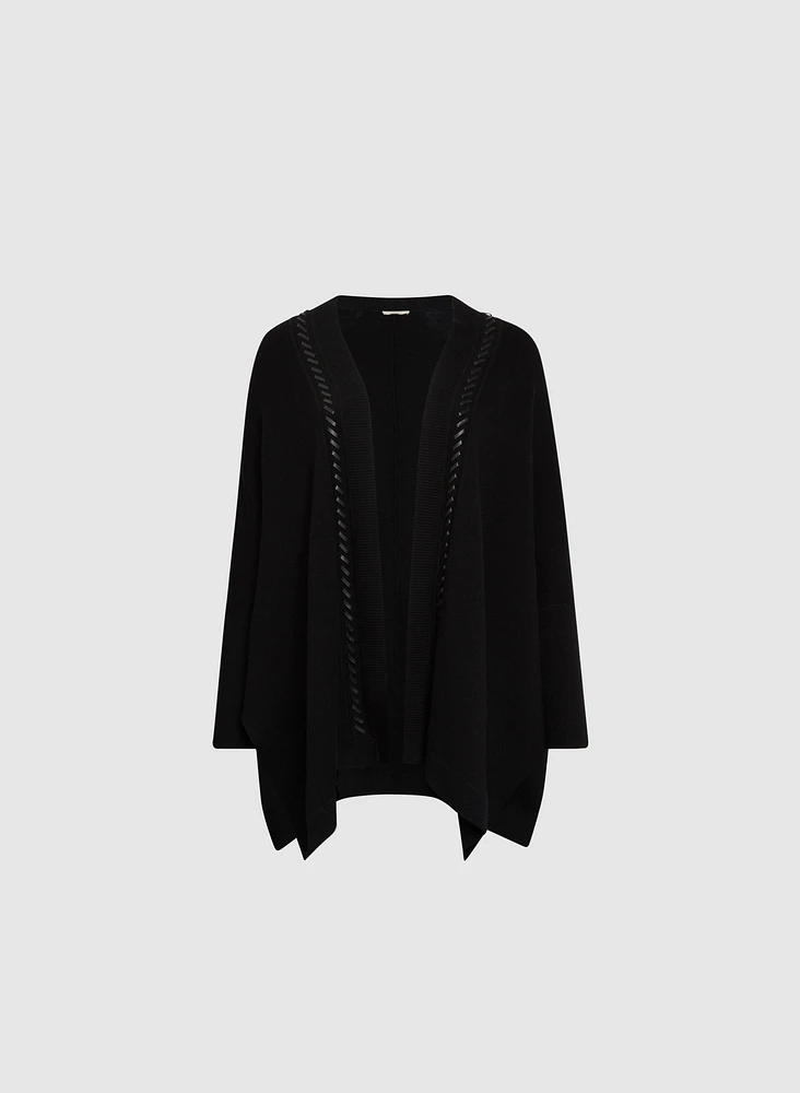 Cardigan à bordure en cuir végane