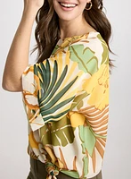 Tie-Hem Tropical Print Top