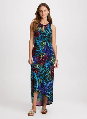Robe maxi à motif tropical