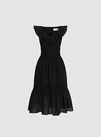 Robe ajustée et évasée volantée