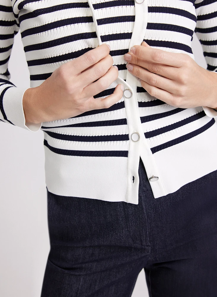 Stripe Button Cardigan