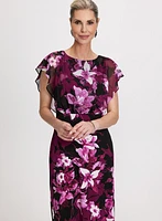 Robe florale à manches évasées