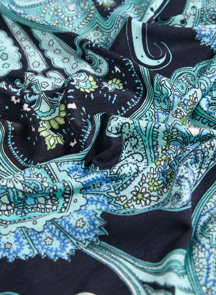 Paisley Open-Front Layering Top