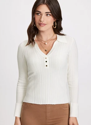 V-Neck Polo Sweater