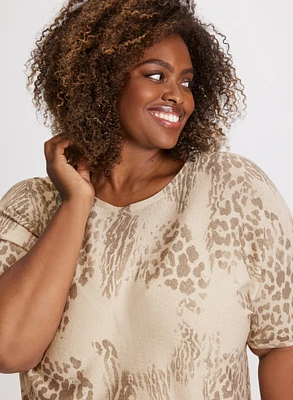 Leopard Print Dolman Sleeve Sweater