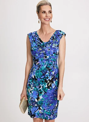 Cowl Neck Floral Print Dress