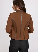 Vegan Leather Trim Blazer