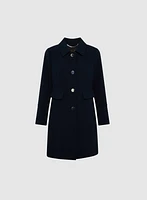 Tricotine Shirt Collar Coat