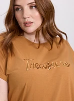 T-shirt à texte en paillettes