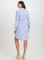 Striped Linen-Blend Shirt Dress