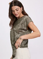 T-shirt à motif de feuilles