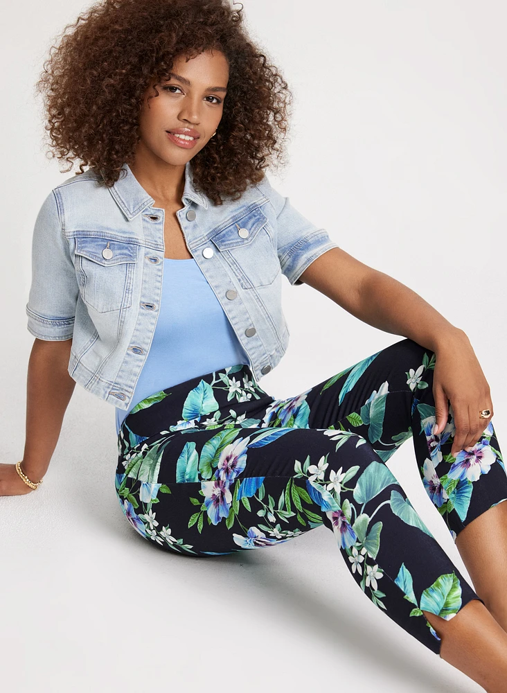 Pull-On Floral Ankle Pants