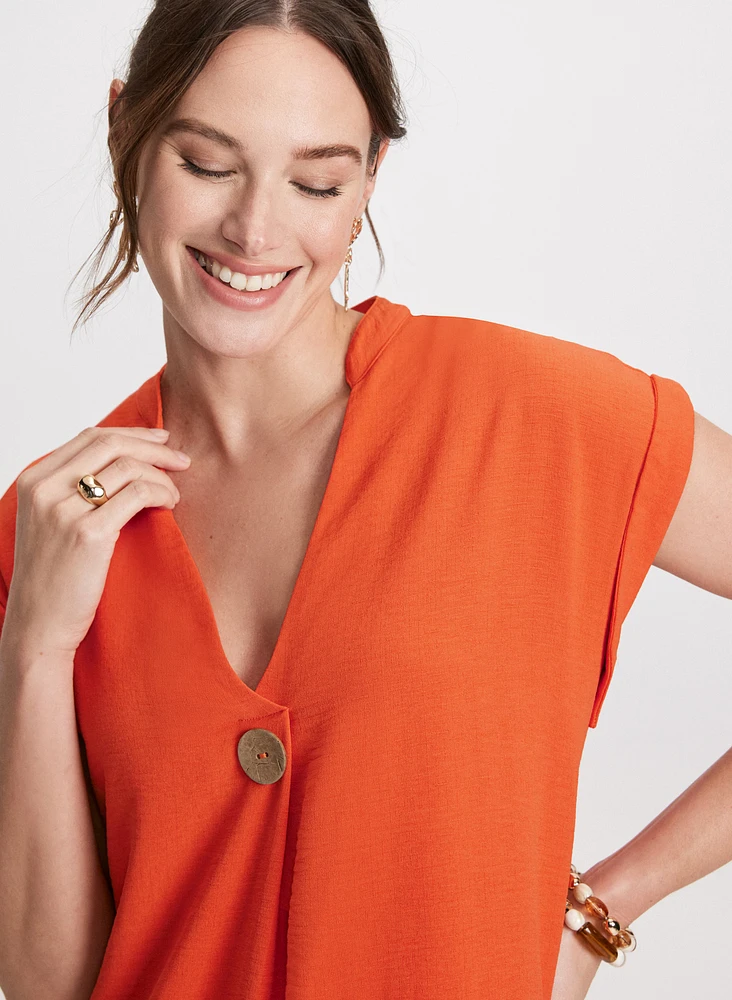 Short Crepe V-Neck Dress