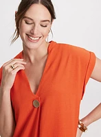 Short Crepe V-Neck Dress