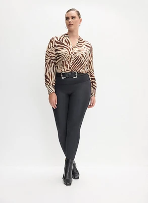 Zebra Print Blouse & Vegan Leather Leggings