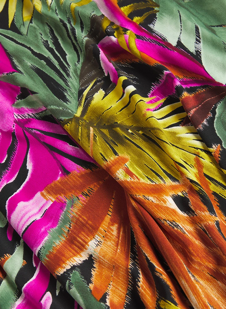 Palm Print A-Line Dress