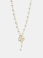 Floral & Pearl Pendant Necklace