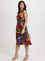 Robe tropicale à cordon de serrage