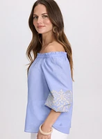 Embroidered Off-Shoulder Blouse
