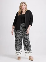 Open Twill Jacket & Contrast Paisley Wide-Leg Pants