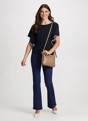 Ruffle Sleeve Top & Bootcut Jeans