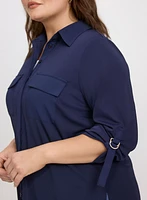 Jersey Button-Down Blouse