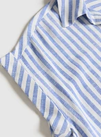 Striped Linen-Blend Blouse