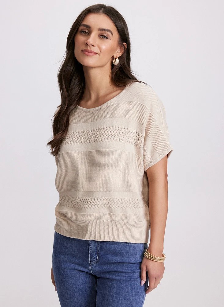 Mixed Knit Dolman Sweater