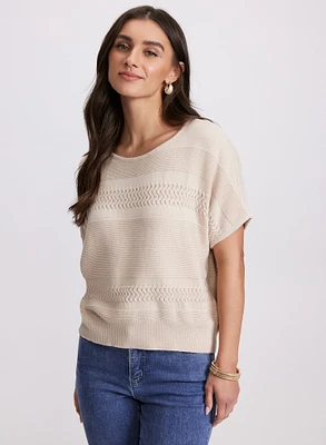 Mixed Knit Dolman Sweater