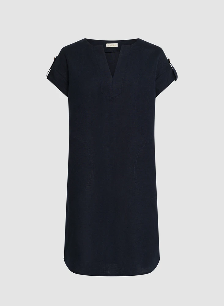 Straight Linen Blend Dress