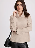 Cowl Neck Rib Knit Top