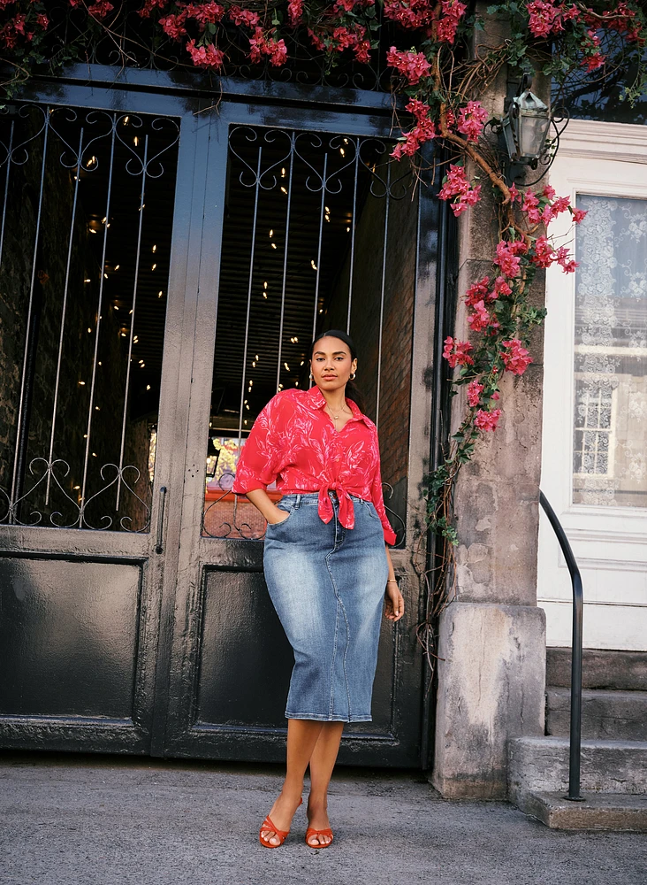 Denim Midi Skirt