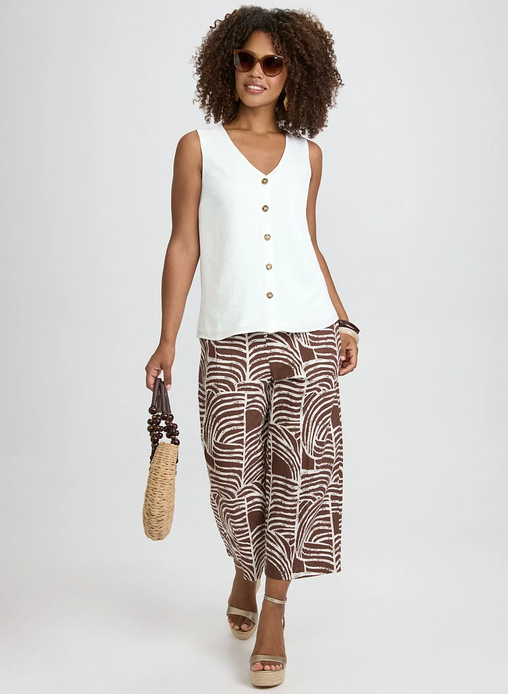 Sleeveless Button-Down Blouse