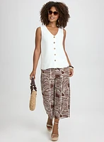 Sleeveless Button-Down Blouse