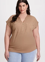 Zipper Neckline T-Shirt