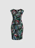 Tropical Pleated Detail Dress