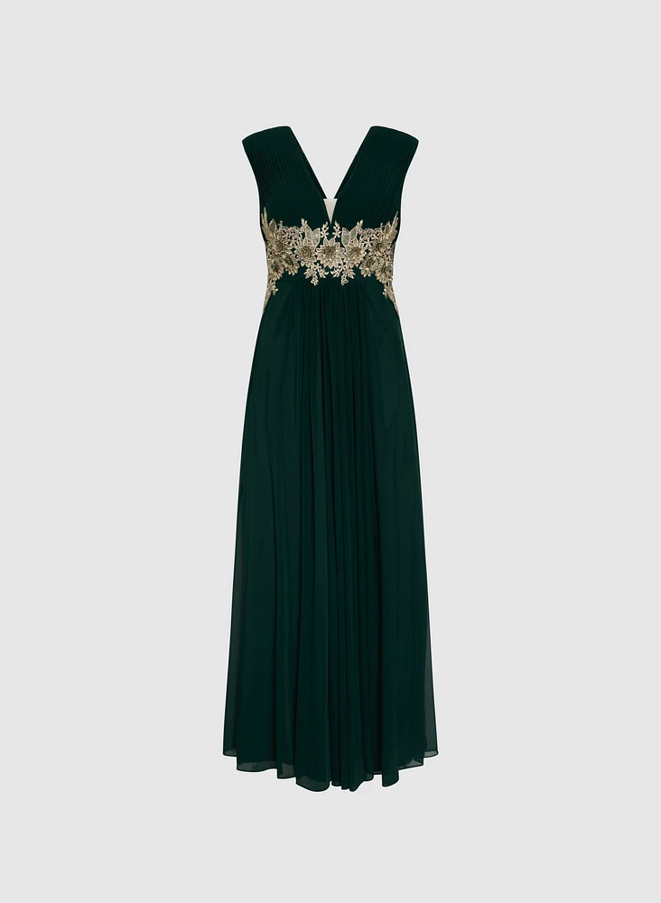 Robe maxi à appliqué de broderies