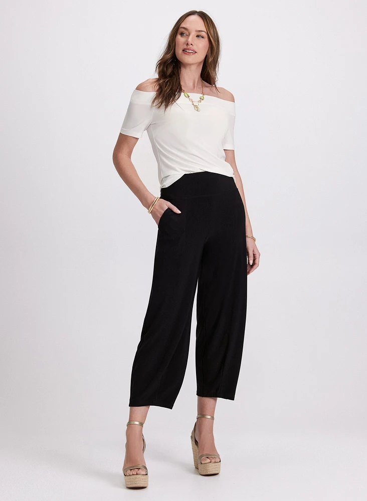 Pull-On Wide-Leg Capris