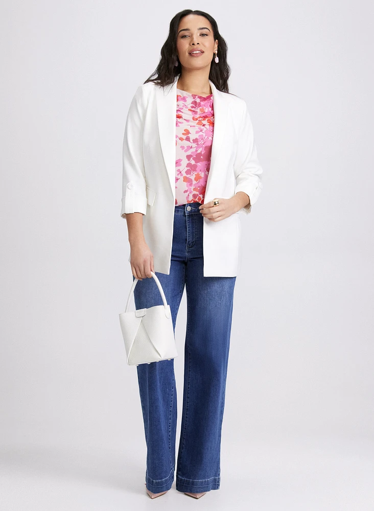 Open Front Blazer & Wide-Leg Jeans