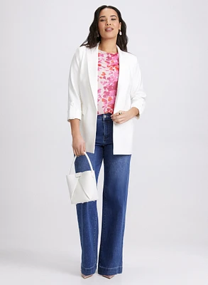 Open Front Blazer & Wide-Leg Jeans