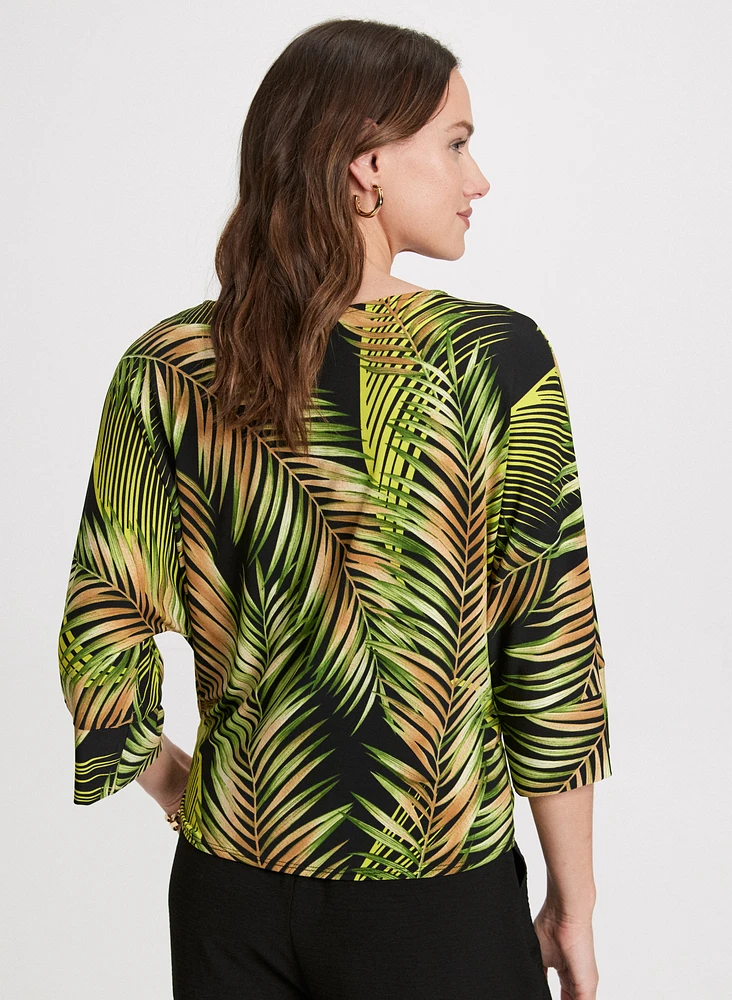 Palm Print Elbow Sleeve Top