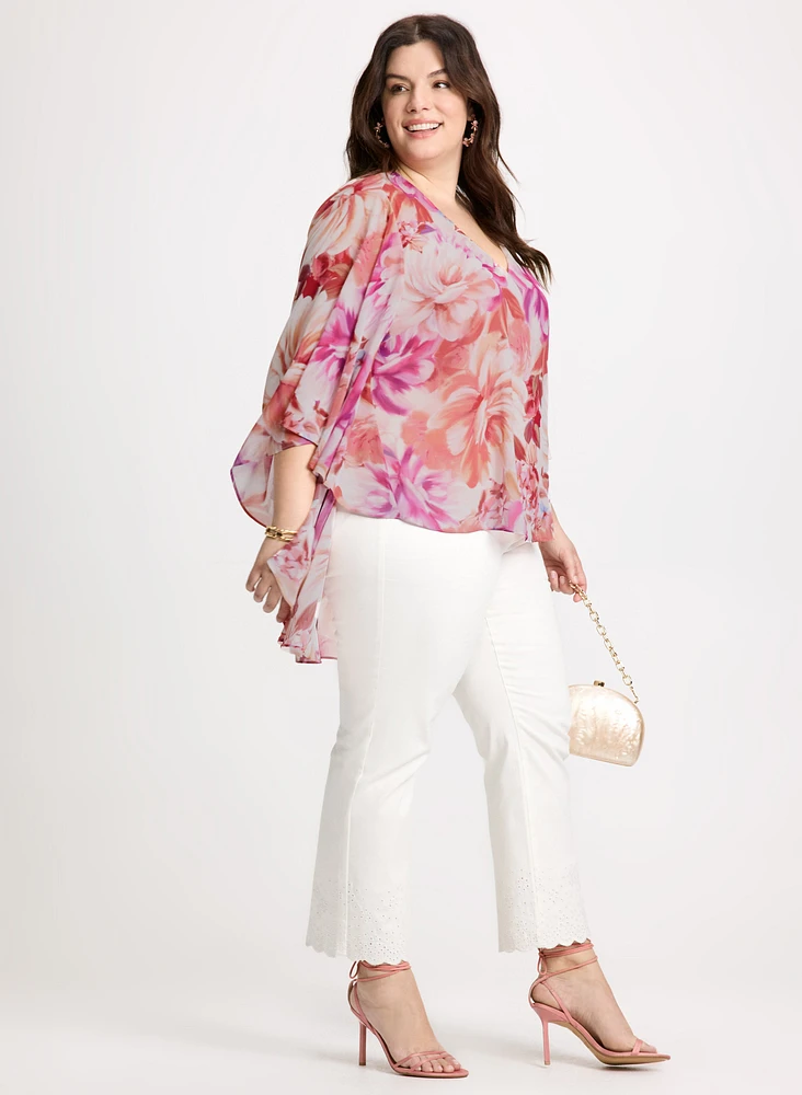 Asymmetric Floral Print Blouse