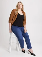 Lightweight Tab Sleeve Jacket & Slit Hem Pull-On Jeans